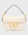 Valentino Loco Vlogo Flap Leather Shoulder Bag In Ivory