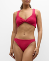 Hunza G Juno Crinkled Two-piece Bikini Set In Metallic Raspberr