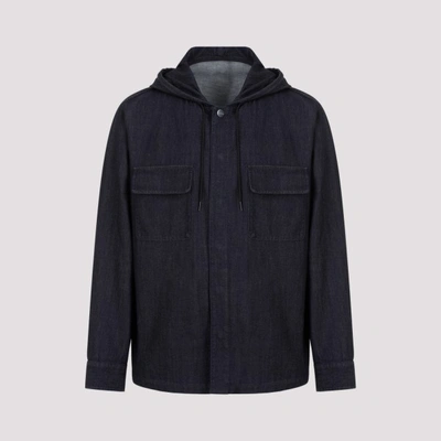 Giorgio Armani Blouson Jacket In Ubul Blu Denim Scuro