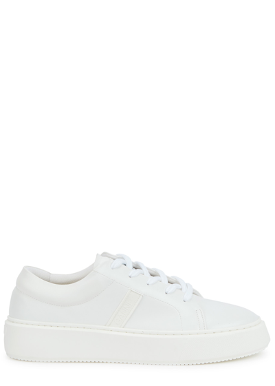 Ganni Sporty Mix Leather Sneakers In White