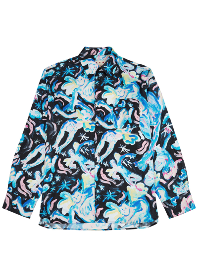 Marni Silk Shirt With Luciferi Print In Multi