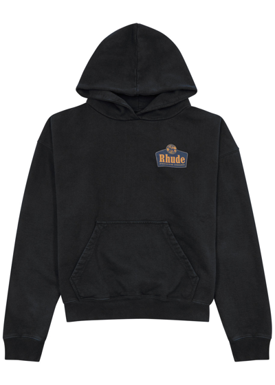 Rhude Grand Cru Logo-print Cotton-jersey Hoodie In Black