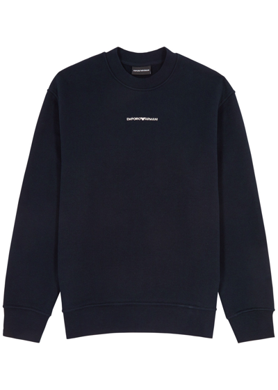 Emporio Armani Logo-embroidery Cotton Sweatshirt In Navy