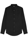 Emporio Armani Logo-embroidered Stretch-cotton Poplin Shirt In Black