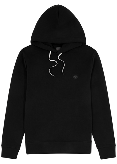 Emporio Armani Logo Hooded Jersey Sweatshirt In Black