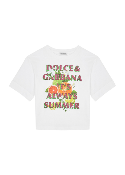 Dolce & Gabbana Kids Forever Summer Cotton T-shirt (2-6 Years) In White