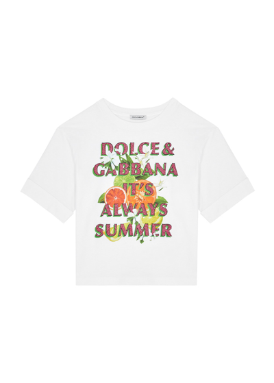 Dolce & Gabbana Kids Forever Summer Cotton T-shirt (8-13 Years) In White