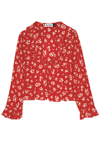 Rixo London Rixo Amaya Printed Silk Blouse In Red