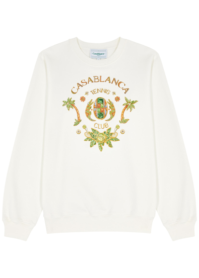 Casablanca Tennis Club Organic Cotton-jersey Sweatshirt In Off White