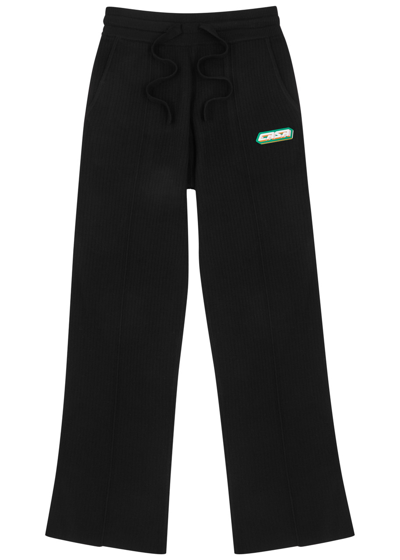 Casablanca Logo Ribbed Wool-blend Sweatpants In Black
