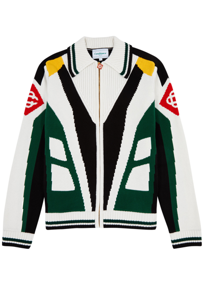 CASABLANCA CASABLANCA CASA CLUB INTARSIA COTTON JACKET