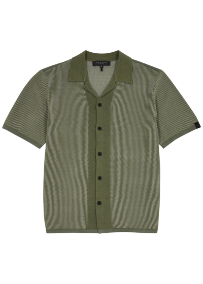 Rag & Bone Harvey Camp-collar Cotton-jacquard Shirt In Green