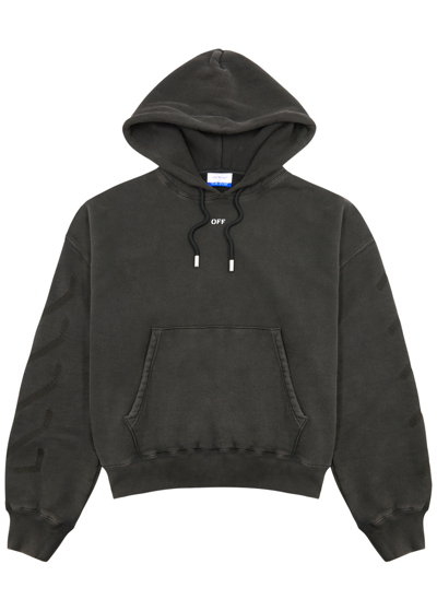 Off-white St. Matthew Hooded Cotton Sweatshirt In Black Grey