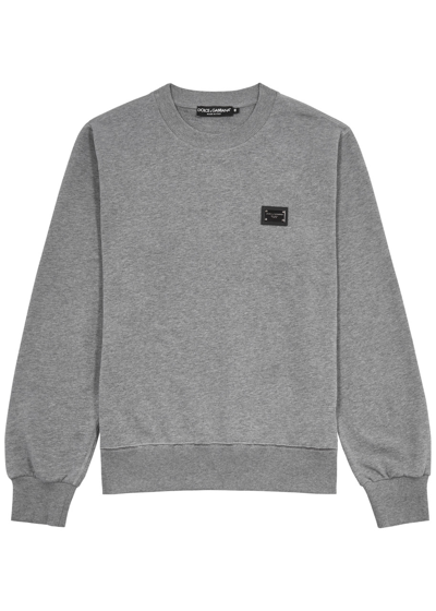 Dolce & Gabbana Logo Cotton Sweatshirt In Grey