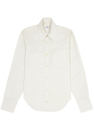 Erl Logo-jacquard Satin Shirt In White