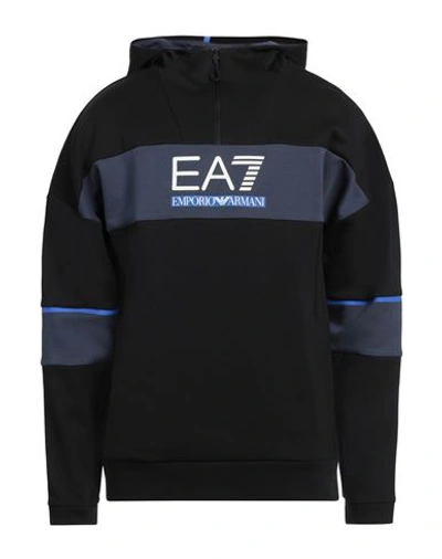 Ea7 Man Sweatshirt Black Size Xs Cotton, Polyester