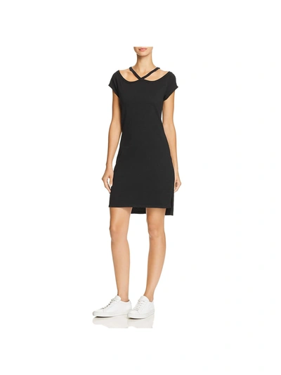 Pam & Gela Womens Cold Shoulder Halter T-shirt Dress In Black