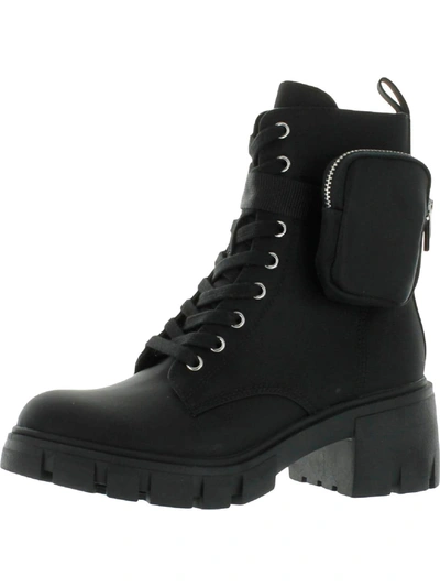 Steve Madden Hyped Womens Lug Sole Platform Combat & Lace-up Boots In Black