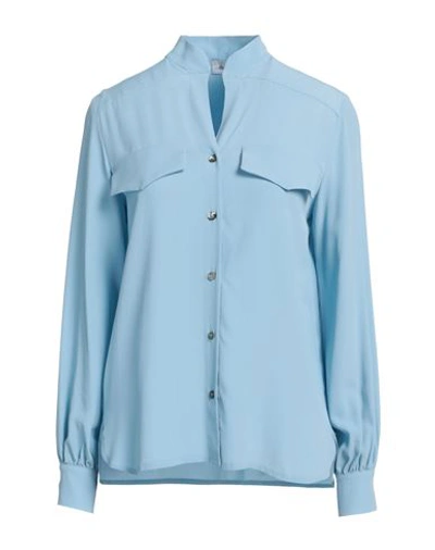 Hopper Woman Shirt Light Blue Size 8 Acetate, Silk