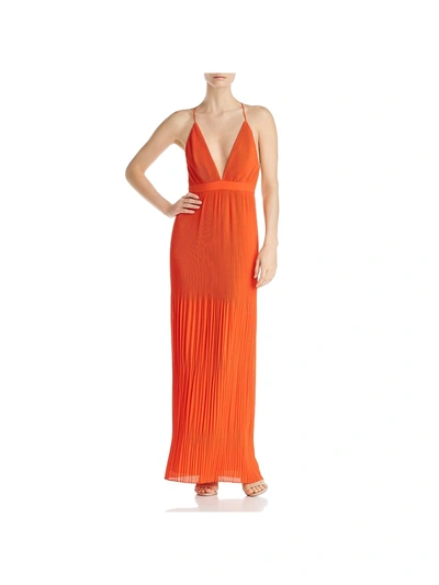 Fame And Partners The Caspian Womens Pleated Sleeveless Maxi Dress In Orange