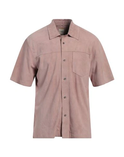 Andrea D'amico Man Shirt Pastel Pink Size 42 Soft Leather