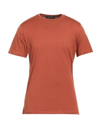 Donvich Man T-shirt Brick Red Size Xl Cotton, Elastane In Brown