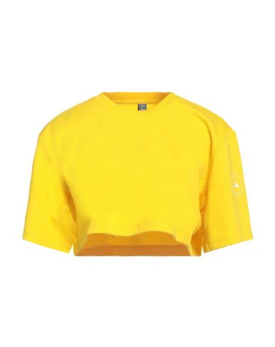 Adidas By Stella Mccartney Woman T-shirt Yellow Size L Organic Cotton, Recycled Polyester
