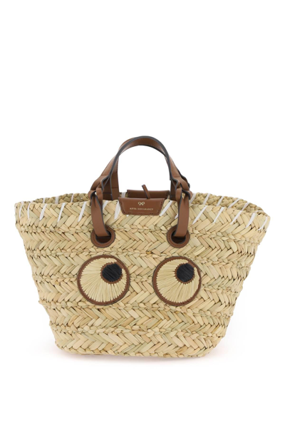 Anya Hindmarch Paper Eyes Basket Handbag In Neutro,brown