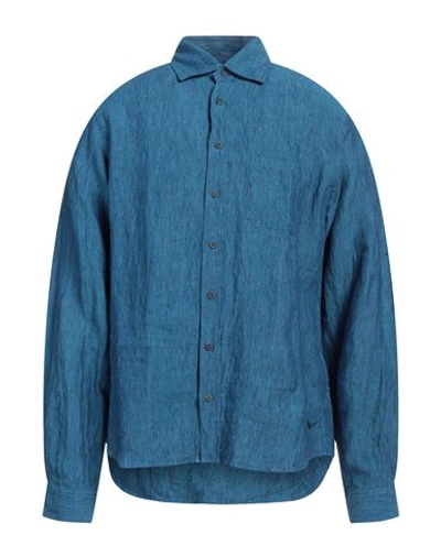 Sease Man Shirt Blue Size L Linen