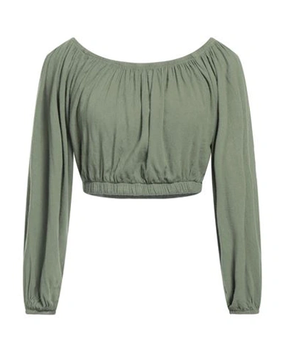 Electric & Rose Woman Top Sage Green Size L Rayon, Elastane