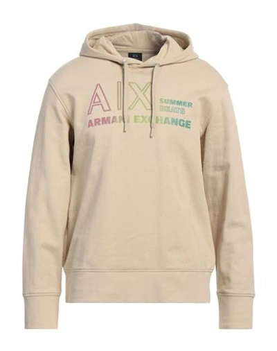 Armani Exchange Man Sweatshirt Beige Size L Cotton, Elastane