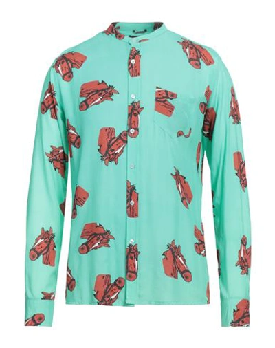 Daniele Alessandrini Man Shirt Green Size M Cotton, Elastane