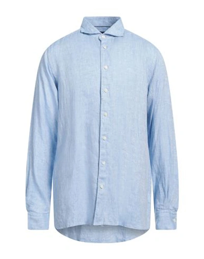 Eton Man Shirt Light Blue Size 16 Linen
