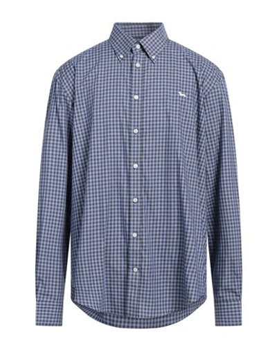 Harmont & Blaine Man Shirt Slate Blue Size L Cotton