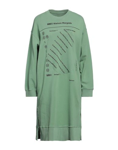 Mm6 Maison Margiela Woman Mini Dress Green Size L Cotton, Elastane