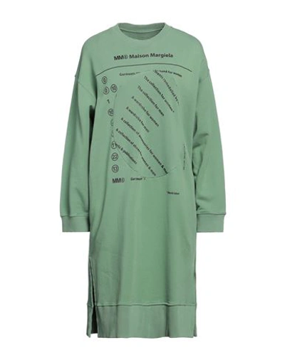 Mm6 Maison Margiela Woman Mini Dress Green Size M Cotton, Elastane