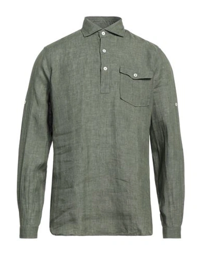 Lardini Man Shirt Military Green Size S Linen