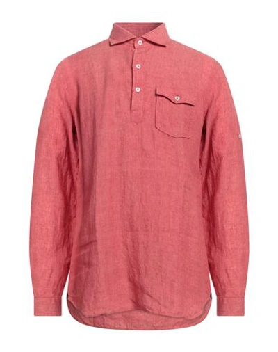 Lardini Man Shirt Brick Red Size M Linen