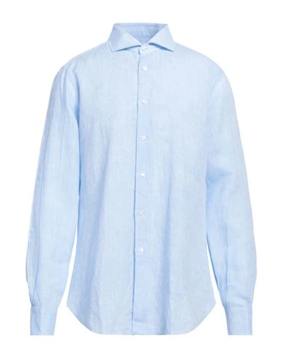 Barba Napoli Man Shirt Sky Blue Size 17 Linen