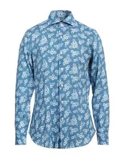 Barba Napoli Man Shirt Blue Size 16 ½ Linen