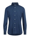 LUIGI BORRELLI NAPOLI LUIGI BORRELLI NAPOLI MAN SHIRT MIDNIGHT BLUE SIZE 15 ¾ COTTON, ELASTANE