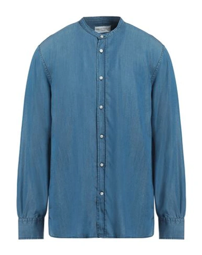 Officine Generale Officine Générale Man Denim Shirt Blue Size Xl Lyocell