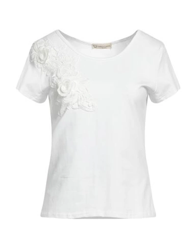 Cashmere Company Woman T-shirt White Size 8 Cotton, Elastane