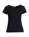 Cashmere Company Woman T-shirt Midnight Blue Size 8 Cotton, Elastane