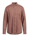 Liu •jo Man Man Shirt Brown Size 16 ½ Linen