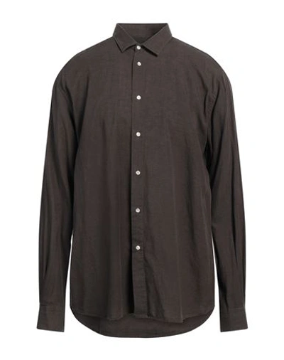 Liu •jo Man Man Shirt Dark Brown Size 17 ½ Linen