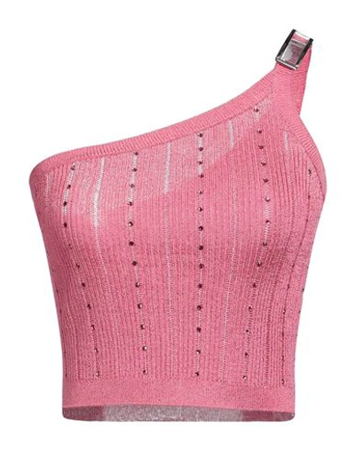 Alessandra Rich Woman Top Fuchsia Size 4 Acetate, Polyester, Polyamide, Glass In Pink