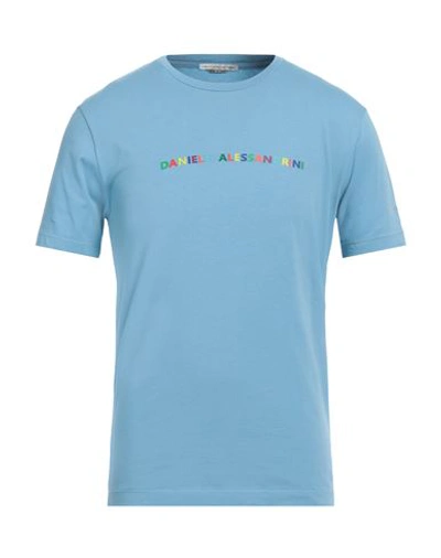 Grey Daniele Alessandrini Man T-shirt Light Blue Size Xl Cotton, Elastane