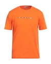 Grey Daniele Alessandrini Man T-shirt Orange Size L Cotton, Elastane