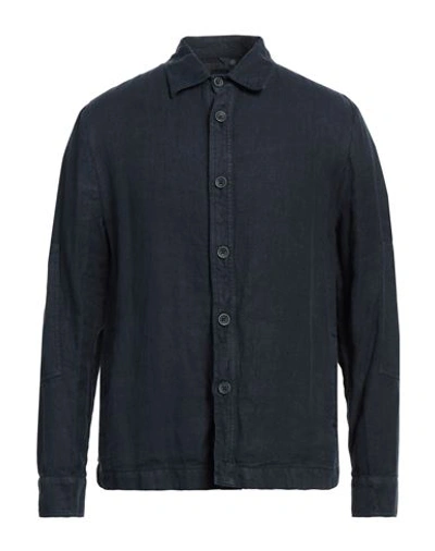 120% Lino Man Shirt Midnight Blue Size Xl Linen